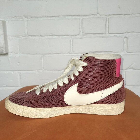 Nike Blazer Metallic Burgundy Women's Mid Trainers Size 8 - Picture 6 of 10